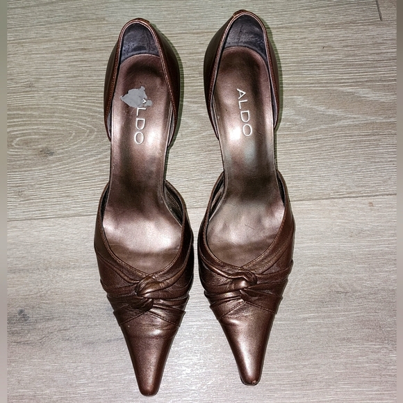 Aldo | Metallic Brown | Izzy Knot |Leather | Pointed Toe | Kitten Heels | Size 8 - Picture 2 of 12